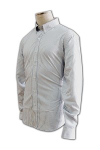R094  訂製男裝豎條紋恤衫 訂購員工襯衫  自訂恤衫製造商